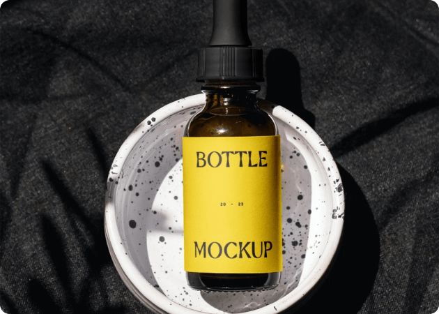 Empaque de frasco cosmético con diseño de etiqueta